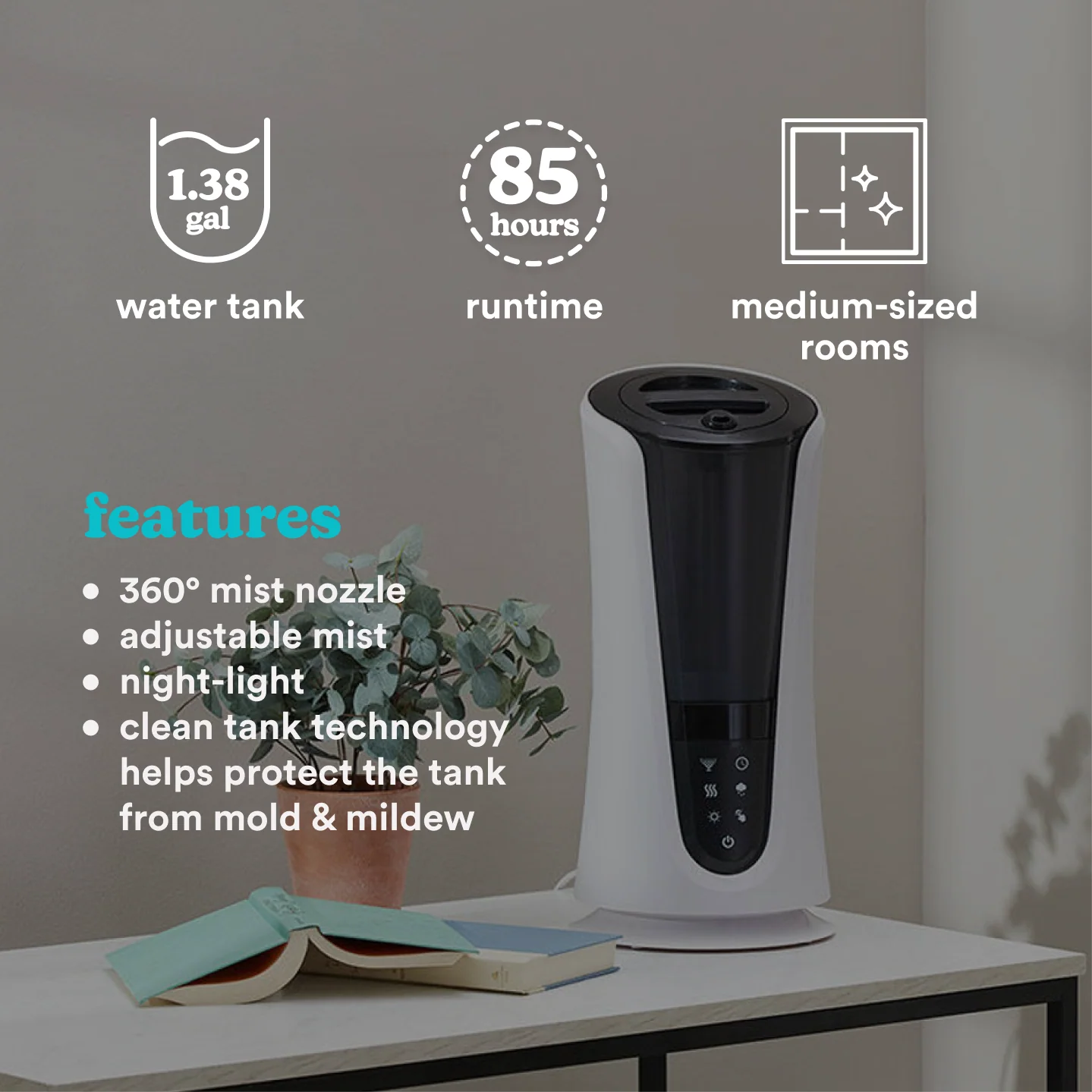 TotalComfort® Deluxe Warm & Cool Mist Ultrasonic Humidifier - Image 8